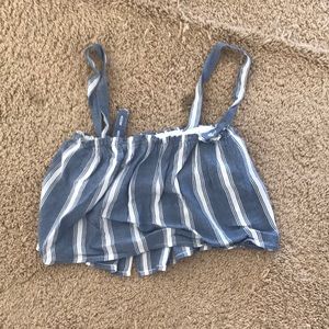 Off the shoulder or tank striped blue and white